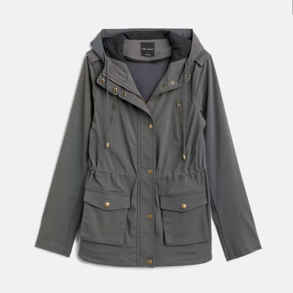 Eden Society Hooded Gray Utility Jacket | Size Large | Women’s